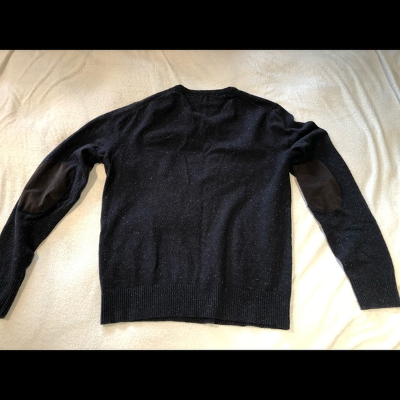 Tommy Hilfiger Denim Mens L Sweater. Navy/ multi fleck. Brown elbow patches - Picture 4 of 4